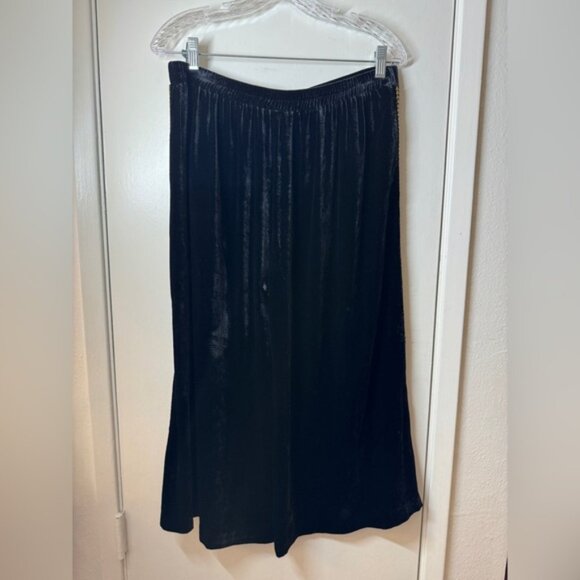 Johnny Was Love Silk Blend Velvet Black Embroidered Wide Leg Cropped Pants Large - Picture 8 of 12